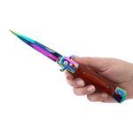 Sport si Outdoor - Camping - Cutite, bricege si accesorii - Cutite si bricege - Cutit pliabil cu arc sicilian,  DEPOX®, lama curcubeu, otel inoxidabil 420, deschidere automata, 22 cm - Infinity.ro