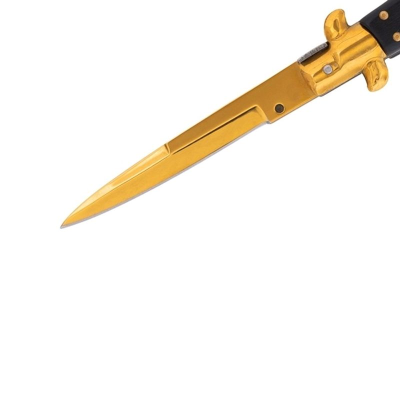 Sport si Outdoor - Camping - Cutite, bricege si accesorii - Cutite si bricege - Set trei bricege cu arc, DEPOX®, design italian clasic, husa inclusa, 22 cm, auriu/multicolor - Infinity.ro