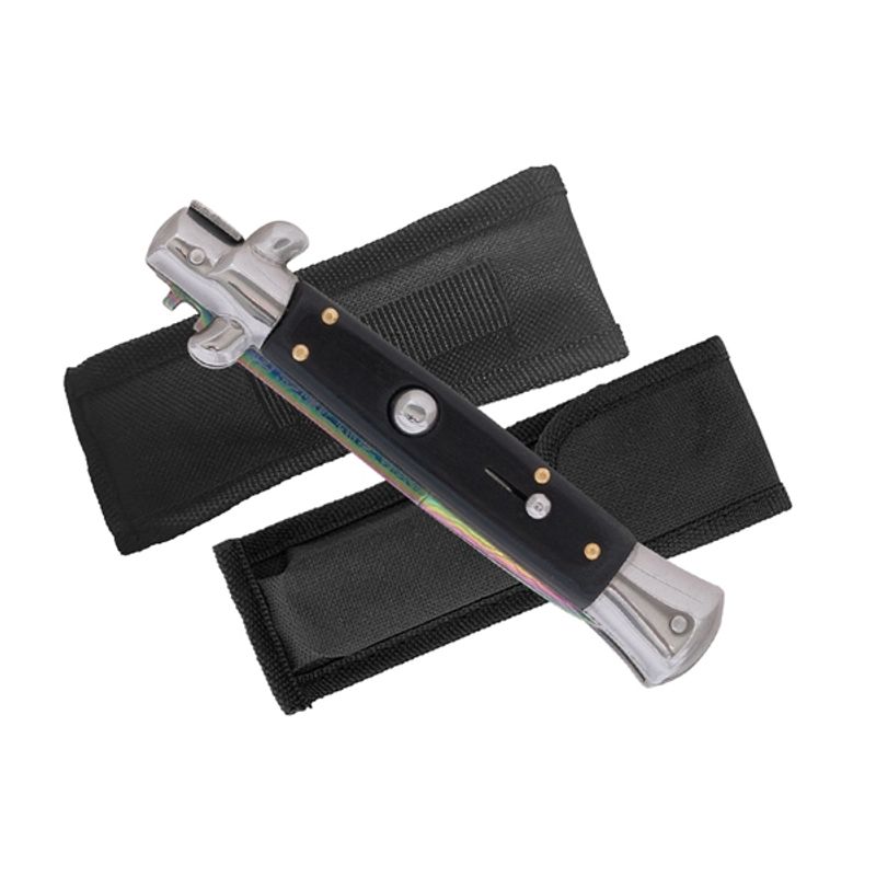 Sport si Outdoor - Camping - Cutite, bricege si accesorii - Cutite si bricege - Set trei bricege cu arc, DEPOX®, design italian clasic, husa inclusa, 22 cm, auriu/multicolor - Infinity.ro