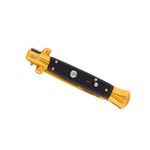 Sport si Outdoor - Camping - Cutite, bricege si accesorii - Cutite si bricege - Set doua bricege cu arc, DEPOX®, design italian clasic, husa inclusa, 22 cm, auriu/multicolor - Infinity.ro