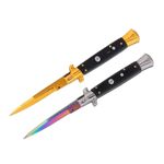 Sport si Outdoor - Camping - Cutite, bricege si accesorii - Cutite si bricege - Set doua bricege cu arc, DEPOX®, design italian clasic, husa inclusa, 22 cm, auriu/multicolor - Infinity.ro