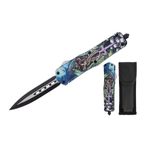 Sport si Outdoor - Camping - Cutite, bricege si accesorii - Cutite si bricege - Cutit automat cu arc, DEPOX®,  lama dubla tip pumnal, husa cordura, 23 cm - Infinity.ro
