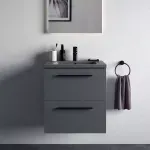 Casa si Gradina - Sanitare - Lavoar baie si accesorii - Lavoare si piedestale - Lavoar suspendat Ideal Standard i.life B gri lucios 61 cm cu orificiu baterie si preaplin - Infinity.ro