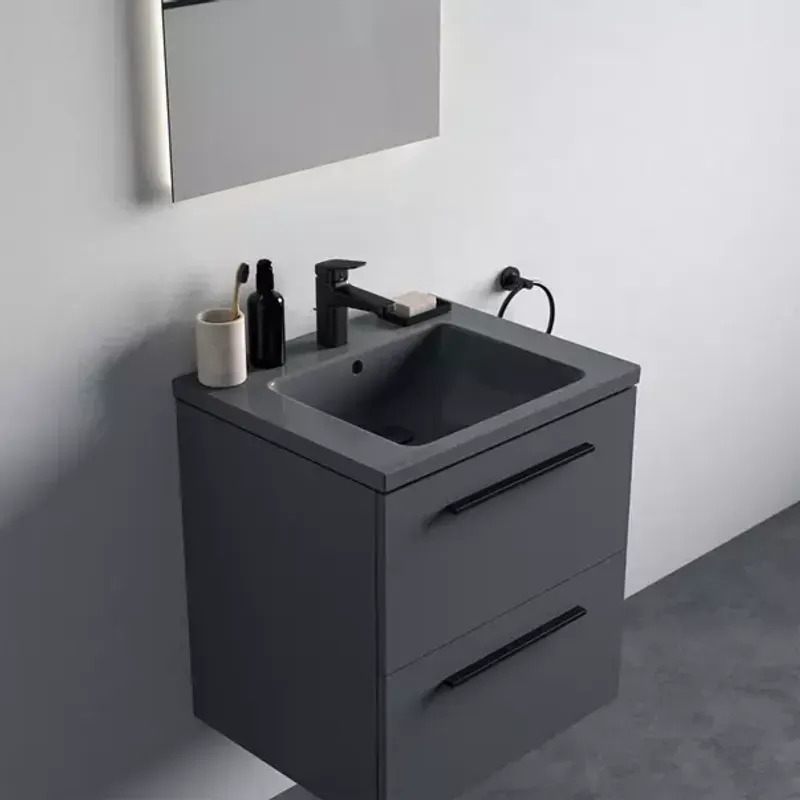 Casa si Gradina - Sanitare - Lavoar baie si accesorii - Lavoare si piedestale - Lavoar suspendat Ideal Standard i.life B gri lucios 61 cm cu orificiu baterie si preaplin - Infinity.ro