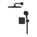 Casa si Gradina - Sanitare - Cazi si cabine de dus - Coloane si seturi de dus - Sistem de dus incastrat Grohe Precision cu palarie patrata Vitalio Comfort 250 negru mat - Infinity.ro