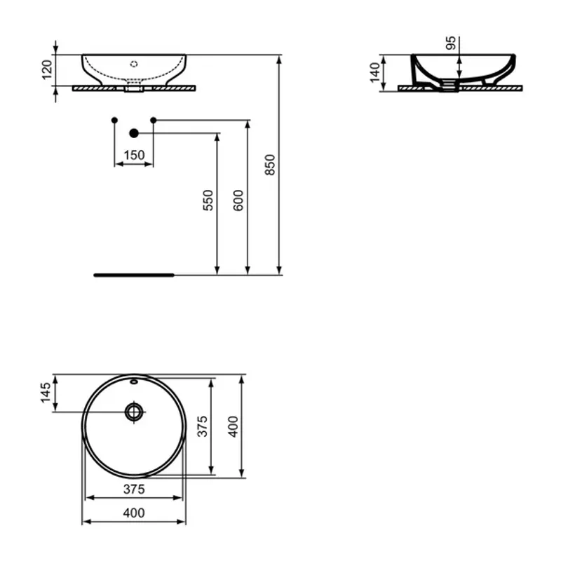 Casa si Gradina - Sanitare - Lavoar baie si accesorii - Lavoare si piedestale - Lavoar pe blat Ideal Standard i.life B alb 40 cm - Infinity.ro