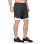 Sport si Outdoor - Echipament Sportiv - Imbracaminte sport - Pantaloni scurti sport - Pantaloni scurti, cu colanti pe interior, negru/alb, XL - Infinity.ro