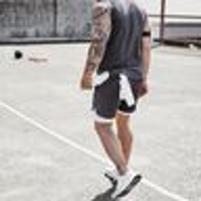 Sport si Outdoor - Echipament Sportiv - Imbracaminte sport - Pantaloni scurti sport - Pantaloni scurti, cu colanti pe interior, negru/alb, XL - Infinity.ro