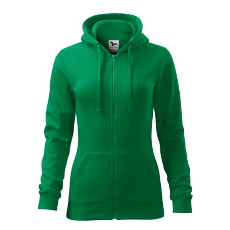 Fashion, accesorii si bijuterii - Femei - Imbracaminte femei - Hanorace femei - Hanorac pentru dama, Trendy Zipper 411, Malfini XS Verde mediu - Infinity.ro