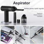 Electronice si Electrocasnice - Ingrijirea locuintei - Aspiratoare - Suflanta Aer si Aspirator, Portabil, pentru Indepartare Praf PC, Lanterna, 7 Duze, 3 viteze, 90000 RPM, baterie 7500 mAh - Infinity.ro