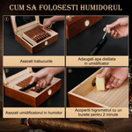 Casa si Gradina - Mobilier - Organizare si depozitare - Cutii depozitare - Humidor Trabucuri din Cedru cu Umidificator, Higrometru si Capac de Sticla pentru 20-25 Trabucuri, Maro - Infinity.ro