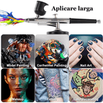 Casa si Gradina - Constructii - Vopsea si tencuieli - Pistoale si sisteme de vopsit si tencuit - Set aerograf cu compresor portabil, Airbrush, pentru manichiura, machiaj, frizerie, decorare, grafiti, tatuaje temporare - Infinity.ro