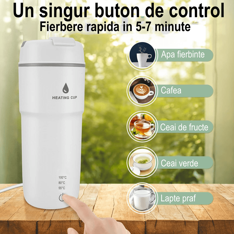 Electronice si Electrocasnice - Electrocasnice bucatarie - Preparare bauturi - Fierbatoare de apa - Fierbator Electric Portabil, Tip Termos, 350 ml, 4 Temperaturi Presetate, Fierbere Rapida in 7 Minute, Afisaj LCD - Infinity.ro