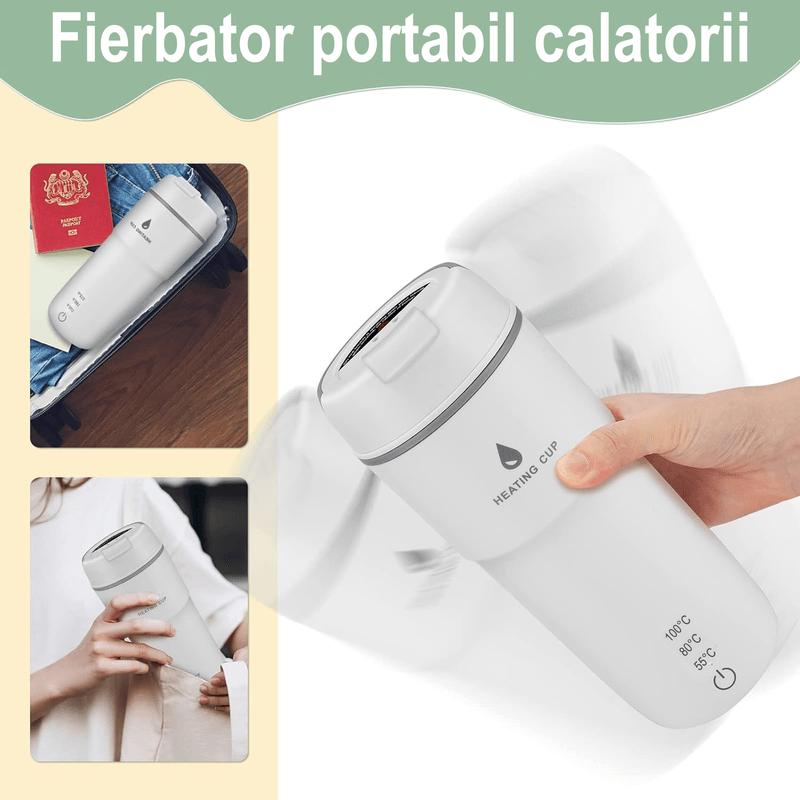Electronice si Electrocasnice - Electrocasnice bucatarie - Preparare bauturi - Fierbatoare de apa - Fierbator Electric Portabil, Tip Termos, 350 ml, 4 Temperaturi Presetate, Fierbere Rapida in 7 Minute, Afisaj LCD - Infinity.ro