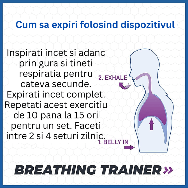 Ingrijire personala si Cosmetice - Sanatate si wellness - Aparate medicale - Dispozitive si accesorii medicale uz casnic - Dispozitiv Portabil pentru Antrenarea Respiratiei, Creste Capacitatea Pulmonara, Reduce Stresul, Rezistenta Ajustabila - Infinity.ro