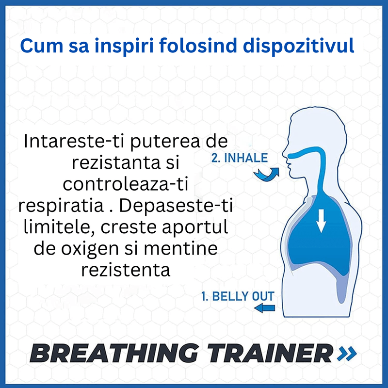 Ingrijire personala si Cosmetice - Sanatate si wellness - Aparate medicale - Dispozitive si accesorii medicale uz casnic - Dispozitiv Portabil pentru Antrenarea Respiratiei, Creste Capacitatea Pulmonara, Reduce Stresul, Rezistenta Ajustabila - Infinity.ro