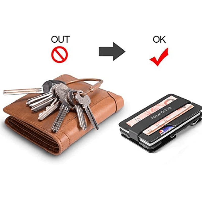 Fashion, accesorii si bijuterii - Barbati - Accesorii barbati - Portofele barbati - Portofel metalic minimalist pentru chei, carduri si bancnote, protectie RFID, gri - Infinity.ro