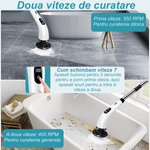 Electronice si Electrocasnice - Ingrijirea locuintei - Mopuri electrice - Perie Electrica pentru Curatare, 8 Capete, Autonomie 90 de Minute, 380 RPM, 2 Viteze, Maner Extensibil de 111 cm, Alb - Infinity.ro