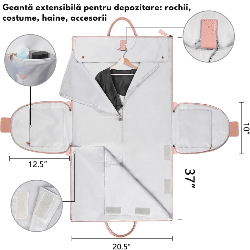 Sport si Outdoor - Articole de voiaj - Genti voiaj - Geanta de Calatorie Multifunctionala 2-in-1, Organizator Haine Dasbo®, Buzunare Multiple, Compartiment Pantofi - Infinity.ro