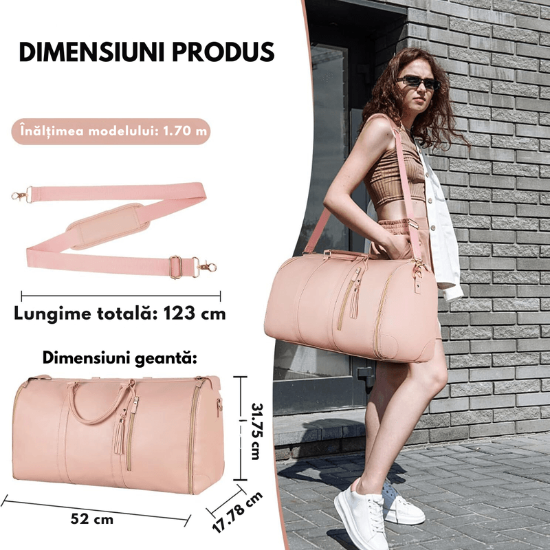 Sport si Outdoor - Articole de voiaj - Genti voiaj - Geanta de Calatorie Multifunctionala 2-in-1, Organizator Haine Dasbo®, Buzunare Multiple, Compartiment Pantofi - Infinity.ro