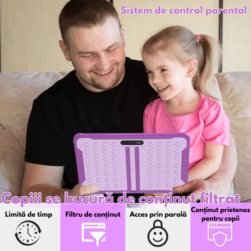 Laptop, Telefoane si Tablete - Tablete si accesorii tablete - Tablete - Tableta pentru copii de 10 inch Dasbo®, Sistem Android 13, 2GB RAM,64GB ROM (extensibila la 128GB),Software pentru copii - Infinity.ro