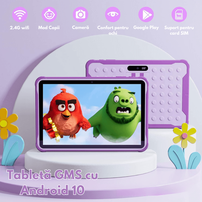 Laptop, Telefoane si Tablete - Tablete si accesorii tablete - Tablete - Tableta pentru copii de 10 inch Dasbo®, Sistem Android 13, 2GB RAM,64GB ROM (extensibila la 128GB),Software pentru copii - Infinity.ro