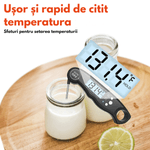 Casa si Gradina - Bucatarie si vesela - Ustensile bucatarie - Termometre bucatarie - Termometru digital pentru alimente, Dasbo®, rezistent la apa IP67, sonda pliabila din inox 11, 4 cm, afisaj LCD mare - Infinity.ro