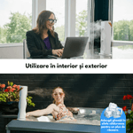 Electronice si Electrocasnice - Climatizare si sisteme de incalzire - Aparate racire aer - Ventilatoare - Mini Ventilator Portabil 2-in-1 cu Pulverizare Fina, Racitor de Aer Dasbo®, Oscilatie 90° & Rotire 180°, Umidificator - Infinity.ro