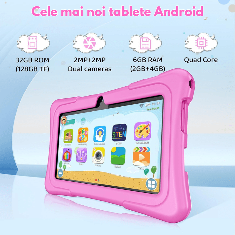 Laptop, Telefoane si Tablete - Tablete si accesorii tablete - Tablete - Tableta pentru copii de 7 inch Dasbo®, Android, 3GB RAM, 32GB ROM (extensibila la 128GB), Software copii preinstalat - Infinity.ro