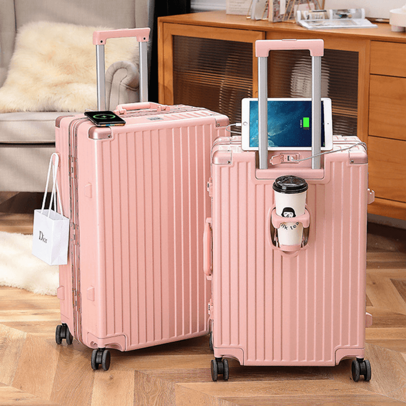 Sport si Outdoor - Articole de voiaj - Trolere - Troler de mana pentru Cabina Avion, Dasbo®, inserti din aluminiu cu suport pentru pahar si port USB incarcare,54x36x24cm - Infinity.ro