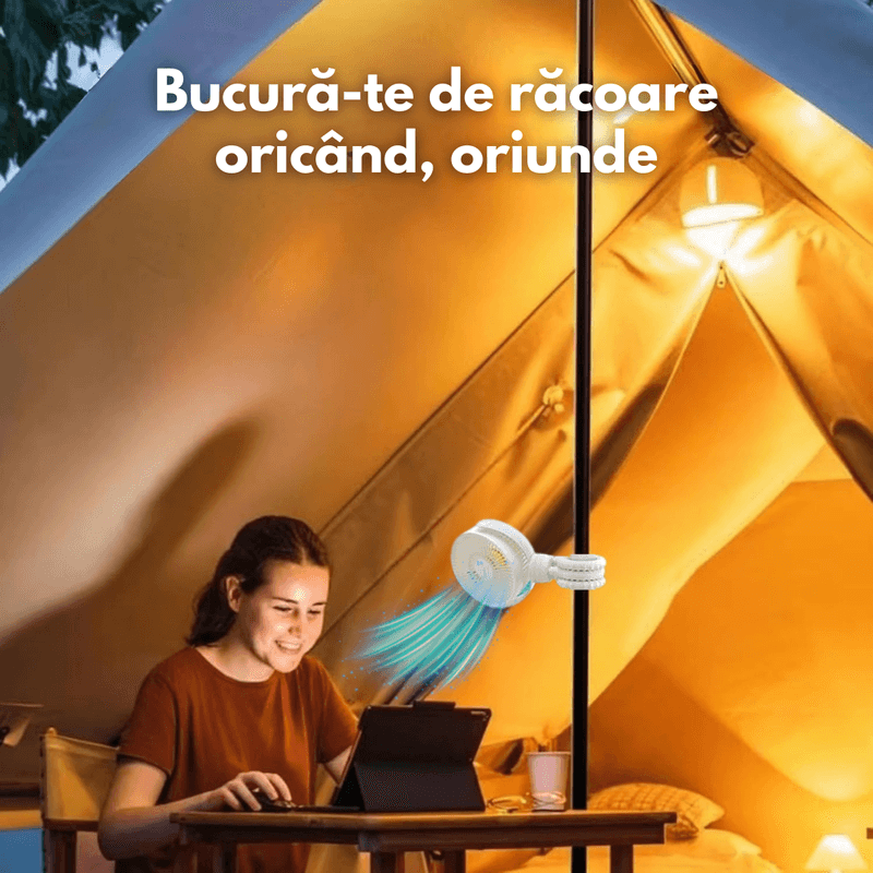 Electronice si Electrocasnice - Climatizare si sisteme de incalzire - Aparate racire aer - Ventilatoare - Ventilator Portabil cu Trepied Flexibil 360°, Baterie Reincarcabila 1600 mAh,Ultra-Silentios cu 3 Viteze,Mini Ventilator - Infinity.ro