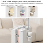 Sport si Outdoor - Articole de voiaj - Trolere - Troler de mana pentru Cabina Avion, Dasbo®, inserti din aluminiu cu suport pentru pahar si port USB incarcare,54x36x24cm - Infinity.ro
