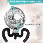 Electronice si Electrocasnice - Climatizare si sisteme de incalzire - Aparate racire aer - Ventilatoare - Ventilator Portabil cu Trepied Flexibil 360°, Baterie Reincarcabila 1600 mAh,Ultra-Silentios cu 3 Viteze,Mini Ventilator - Infinity.ro