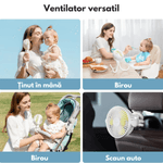 Electronice si Electrocasnice - Climatizare si sisteme de incalzire - Aparate racire aer - Ventilatoare - Ventilator Portabil cu Trepied Flexibil 360°, Baterie Reincarcabila 1600 mAh,Ultra-Silentios cu 3 Viteze,Mini Ventilator - Infinity.ro