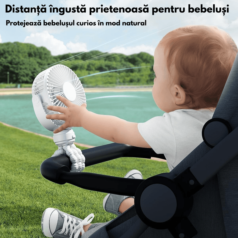 Electronice si Electrocasnice - Climatizare si sisteme de incalzire - Aparate racire aer - Ventilatoare - Ventilator Portabil cu Trepied Flexibil 360°, Baterie Reincarcabila 1600 mAh,Ultra-Silentios cu 3 Viteze,Mini Ventilator - Infinity.ro