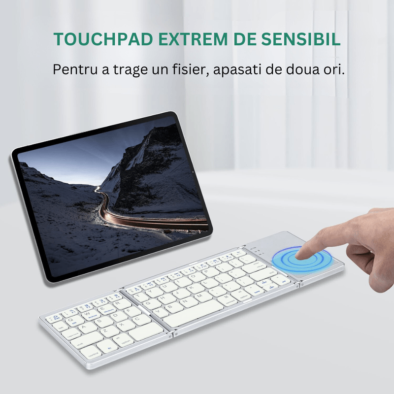PC, gaming si accesorii - Periferice PC - Tastaturi - Tastatura pliabila Bluetooth Dasbo®, Portabila si ultra-subtire, Touchpad cu 2 click-uri, Fara fir, Compatibila - Infinity.ro