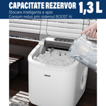 Electronice si Electrocasnice - Aparate frigorifice - Congelatoare - Masina de facut cuburi de gheata, Rezervor apa 1.3 L, Capacitate zilnica 15 kg, Portabila pentru acasa, bucatarie, birou - Infinity.ro