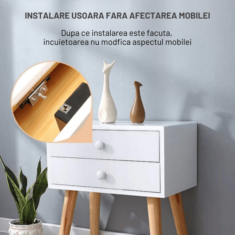 Casa si Gradina - Constructii - Feronerie si accesorii - Broaste si yale - Incuietoare inteligenta ascunsa pentru Dulap Dasbo®, Sertar, Vestiare, Acasa, birouri, cu deblocare prin App Mobila - Infinity.ro