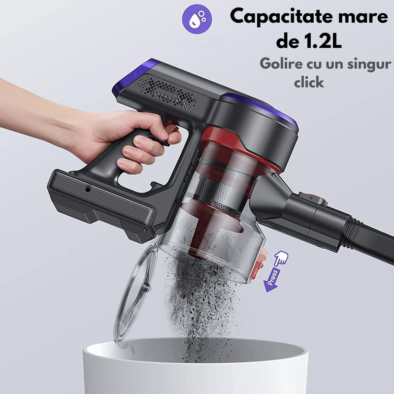 Electronice si Electrocasnice - Ingrijirea locuintei - Aspiratoare - Aspirator Vertical Fara Fir cu Acumulator, Dasbo®, 450W, Aspirare Puternica 40kPa Super Suction, 3 niveluri de putere - Infinity.ro