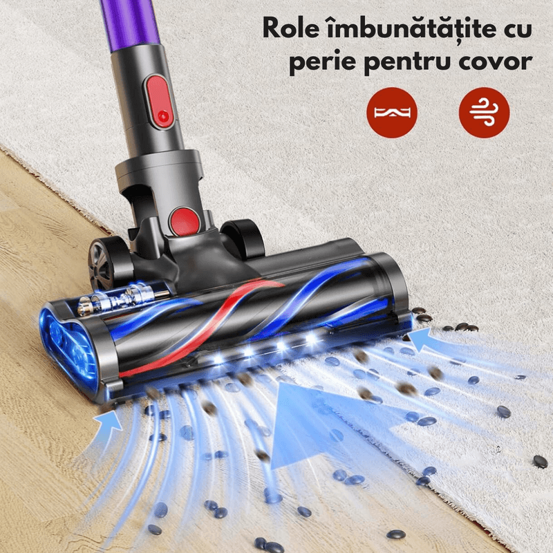 Electronice si Electrocasnice - Ingrijirea locuintei - Aspiratoare - Aspirator Vertical Fara Fir cu Acumulator, Dasbo®, 450W, Aspirare Puternica 40kPa Super Suction, 3 niveluri de putere - Infinity.ro