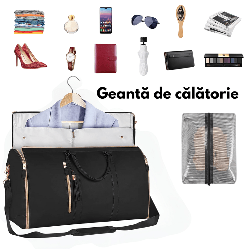 Sport si Outdoor - Articole de voiaj - Genti voiaj - Geanta de Calatorie Multifunctionala 2-in-1, Organizator Haine Dasbo®, Buzunare Multiple, Compartiment Pantofi - Infinity.ro