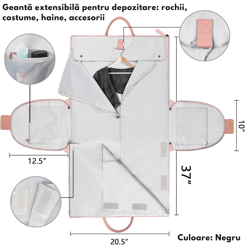 Sport si Outdoor - Articole de voiaj - Genti voiaj - Geanta de Calatorie Multifunctionala 2-in-1, Organizator Haine Dasbo®, Buzunare Multiple, Compartiment Pantofi - Infinity.ro
