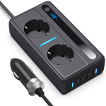 Auto si Moto - Reparatii si depanare - Invertoare auto - Invertor Auto 12/24 V, Tensiune de iesire 220V, Putere 200W, 2 Priza EU, 2 Porturi USB, 2 Port Type-C, Afisaj Digital - Infinity.ro