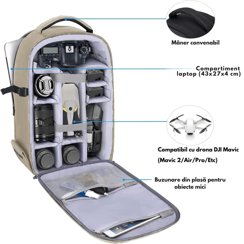 TV, Audio-Video si Foto - Aparate foto si accesorii - Accesorii foto si video - Genti / Rucsacuri / Huse - Rucsac pentru Camere Profesionale - Multifunctional DSLR - Mirrorless, Camera Sport, Drona, Suport Trepied, obiective - Infinity.ro