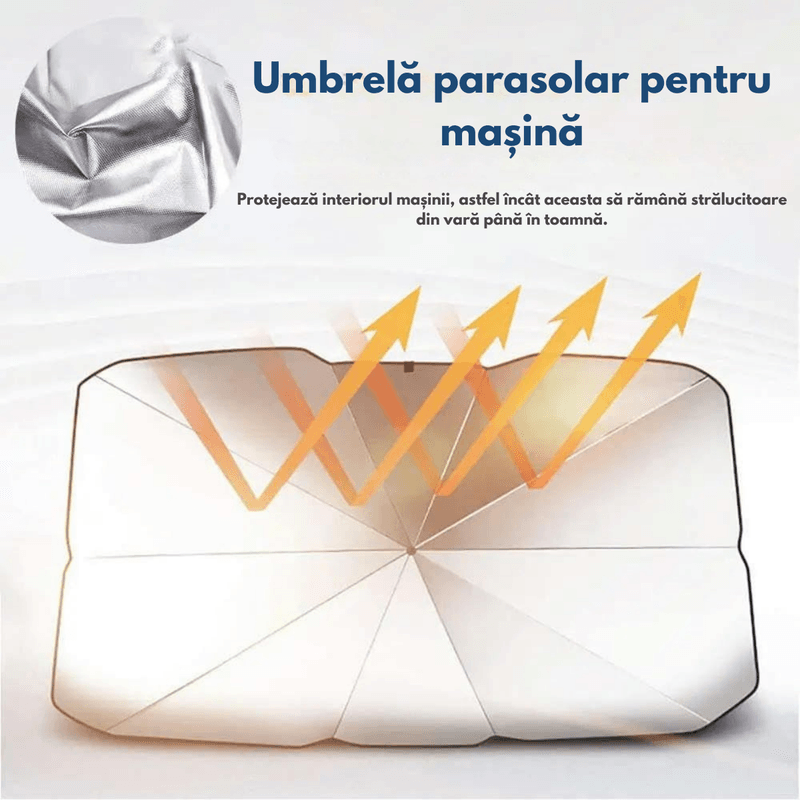 Auto si Moto - Intretinere auto - Huse auto - Parasolar Auto tip Umbrela Retractabila, Protectie Solara UV pentru parbriz masina, Pliabila si Usor de Utilizat,Cu Husa - Infinity.ro