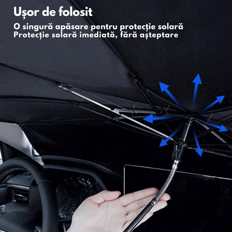 Auto si Moto - Intretinere auto - Huse auto - Parasolar Auto tip Umbrela Retractabila, Protectie Solara UV pentru parbriz masina, Pliabila si Usor de Utilizat,Cu Husa - Infinity.ro