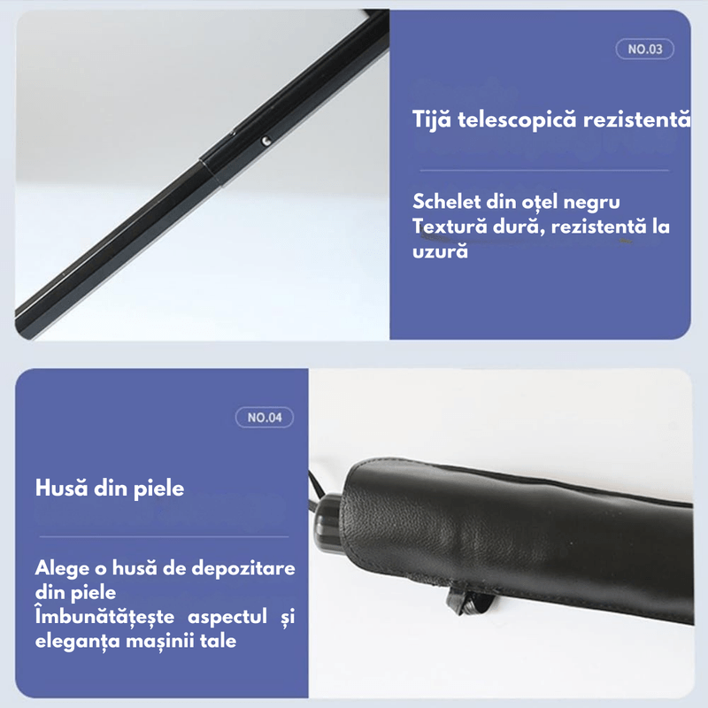 Auto si Moto - Intretinere auto - Huse auto - Parasolar Auto tip Umbrela Retractabila, Protectie Solara UV pentru parbriz masina, Pliabila si Usor de Utilizat,Cu Husa - Infinity.ro