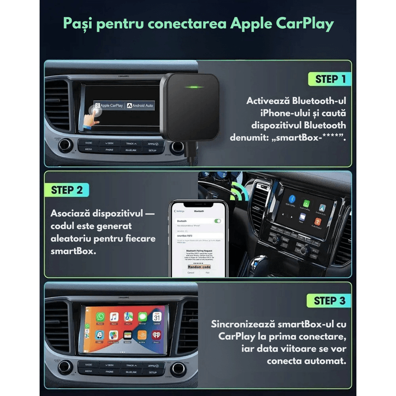 Auto si Moto - Electronice auto - Accesorii electronice auto - Adaptor Wireless CarPlay & Android Auto 2-in-1 Dasbo® Model 2026– Compatibilitate universala prin USB Android & IOS Auto - Infinity.ro