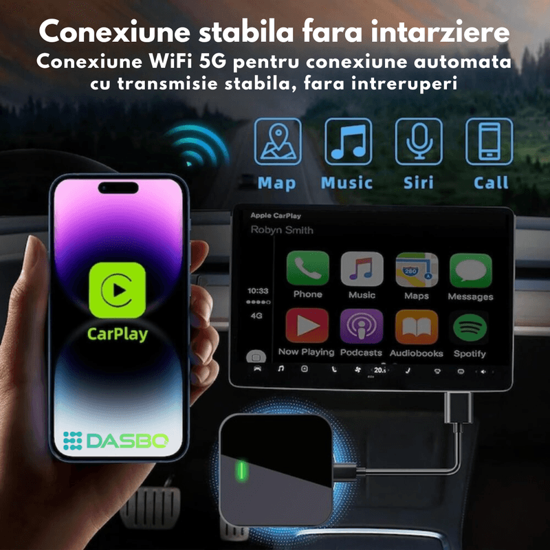 Auto si Moto - Electronice auto - Accesorii electronice auto - Adaptor Wireless CarPlay & Android Auto 2-in-1 Dasbo® Model 2026– Compatibilitate universala prin USB Android & IOS Auto - Infinity.ro