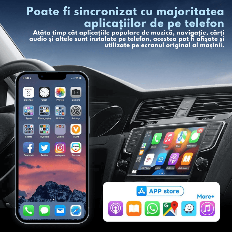 Auto si Moto - Electronice auto - Accesorii electronice auto - Adaptor Wireless CarPlay & Android Auto 2-in-1 Dasbo® Model 2026– Compatibilitate universala prin USB Android & IOS Auto - Infinity.ro
